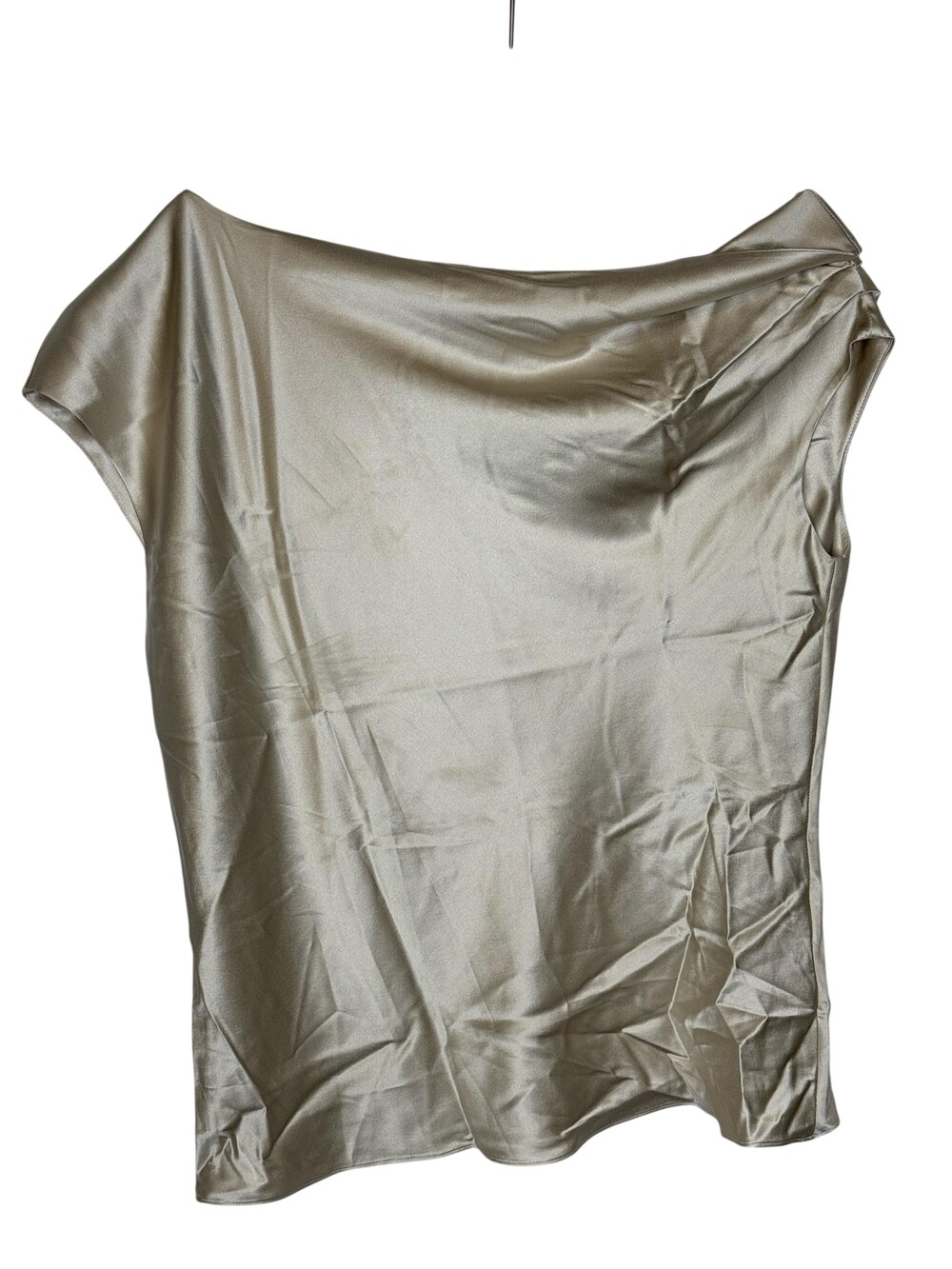 LILYSILK Blouse Womens 8 Beige 90% Mulberry Silk Cowl Neck Sleeveless Satin Top